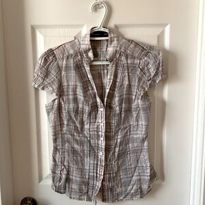 Express Gray & white dress shirt w/sparking pink.